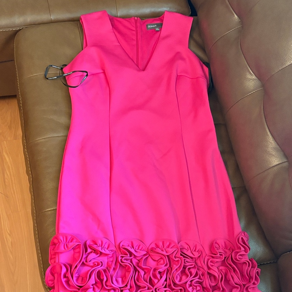Donna Ricco Vibrant Pink Midi Dress